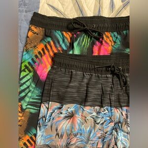 2PC. HOT COALS Tropical Hawaiian Board Shorts